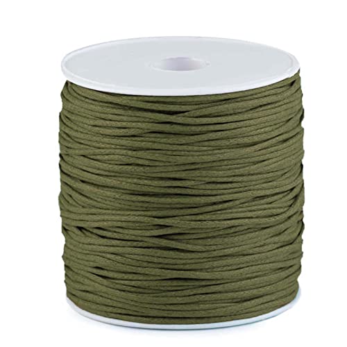 85-100m Gewachste Baumwollschnur 1,5-2mm Baumwollkordel Wachsband Schmuckherstellung, Farbe:Khaki von maDDma
