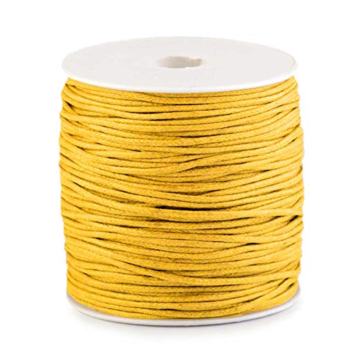 85-100m Gewachste Baumwollschnur 1,5-2mm Baumwollkordel Wachsband Schmuckherstellung, Farbe:gelb von maDDma