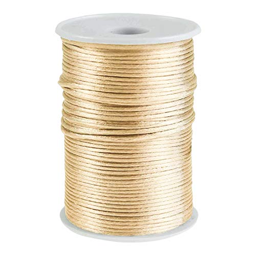 90m Satinschnur 2mm Satinkordel Schmuck-Kordel -Schnur Kumihimo Bänder, Farbwahl, Farbe:beige von maDDma