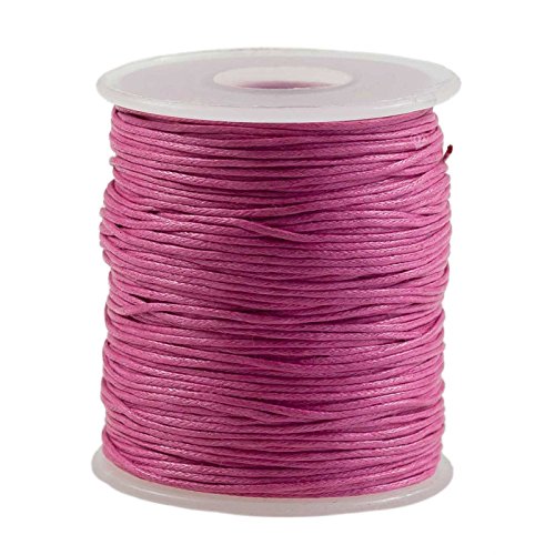 90m gewachste Baumwollschnur 1mm auf Spule Schmuckkordel Schnur Seil Farbwahl, Farbe:Himbeer von maDDma