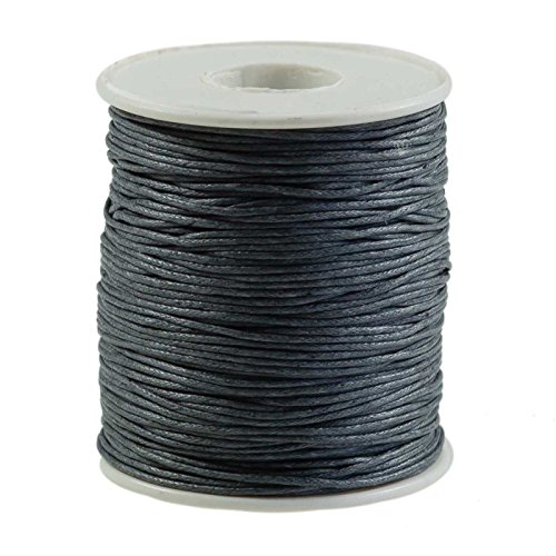 90m gewachste Baumwollschnur 1mm auf Spule Schmuckkordel Schnur Seil Farbwahl, Farbe:grau von maDDma