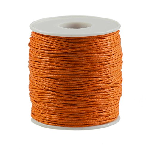90m gewachste Baumwollschnur 1mm auf Spule Schmuckkordel Schnur Seil Farbwahl, Farbe:orange von maDDma