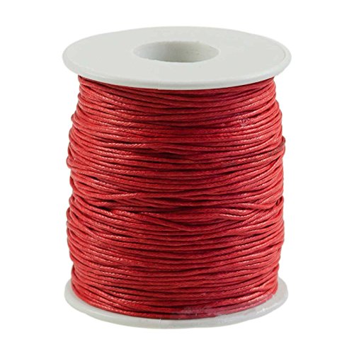 90m gewachste Baumwollschnur 1mm auf Spule Schmuckkordel Schnur Seil Farbwahl, Farbe:rot von maDDma