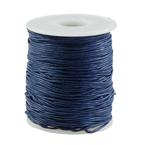90m gewachste Baumwollschnur 1mm auf Spule Schmuckkordel Schnur Seil Farbwahl, Farbe:stahlblau von maDDma