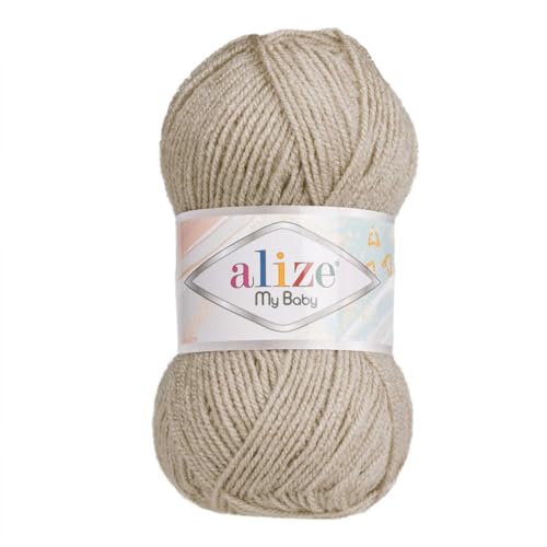 Alize My Baby 50g Strickgarn Baby-Wolle Acrylgarn Oeko-Tex 100 Häkelgarn Farbwahl, Farbe:599 hellbeige von maDDma