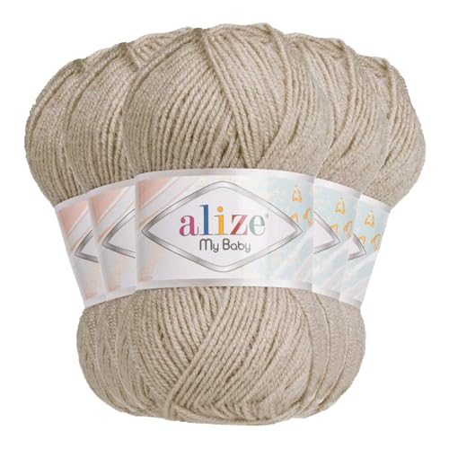 Alize My Baby 5x50g Strickgarn Wolle Acrylgarn Oeko-Tex 100 Häkelgarn Farbwahl, Farbe:599 hellbeige Alize My Baby 5x50g Strickgarn Wolle Acrylgarn Oeko-Tex 100 Häkelgarn Farbwahl, Farbe:599 hellbeige von maDDma
