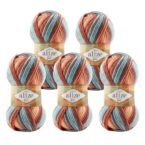 Alize Superlana Maxi Batik 5 x 100g Farbverlaufsgarn 25% Wolle Winterwolle Häkelgarn mehrfarbig Farbwahl, Farbe:7922 Gebirgsbach Alize Superlana Maxi Batik 5 x 100g Farbverlaufsgarn 25% Wolle Winterwolle Häkelgarn mehrfarbig Farbwahl, Farbe:7922 Gebirgsbach von maDDma