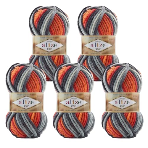 Alize Superlana Maxi Batik 5 x 100g Farbverlaufsgarn 25% Wolle Winterwolle Häkelgarn mehrfarbig Farbwahl, Farbe:8020 Wintersonne Alize Superlana Maxi Batik 5 x 100g Farbverlaufsgarn 25% Wolle Winterwolle Häkelgarn mehrfarbig Farbwahl, Farbe:8020 Wintersonne von maDDma