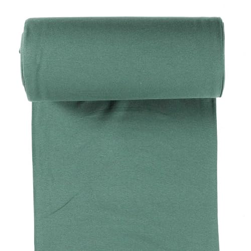 Bio Bündchenstoff Schlauchware 35(70) cm breit Meterware ab 25cm Jersey Oeko-Tex, Farbe:028 - grüngrau von maDDma