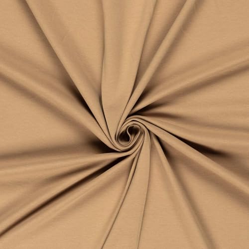 Bio Organic Baumwoll-Jersey Zuschnitt ab 0,5m Jersey-Stoff T-Shirt-Stoff Oeko-Tex Kl 1, Farbe:053 - kamel von maDDma