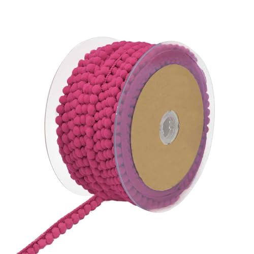 Bommelborte Mini 25m x 11mm uni Bommelgröße 6mm Pomponband Pomponborte 22 Farben, Farbe:fuchsia von maDDma