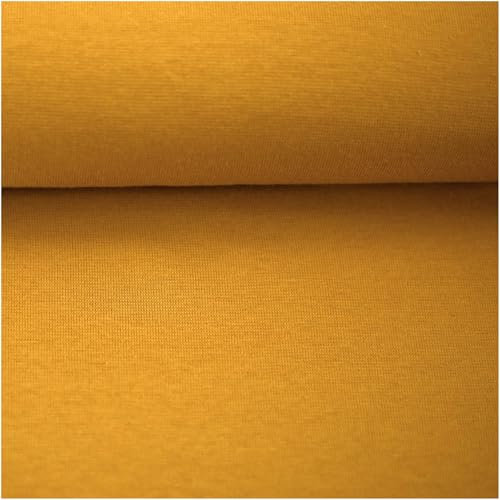 Bündchenstoff Schlauchware 50(100) cm extrabreit 60 Farben Meterware ab 25cm Jersey Oeko-Tex, Farbe:senfgelb von maDDma