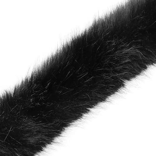 Fellborte ab 1m x 7 cm Meterware Fellbesatz Kunstfell Kunstpelz Fellstrang Fellstoff, Farbwahl, Farbe:schwarz von maDDma