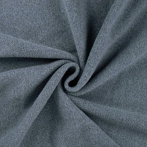 Fleecestoff Melange Fleece Sportfleece Microfleece ab 0,5m x 1,45m Meterware, Farbe:taubenblau von maDDma