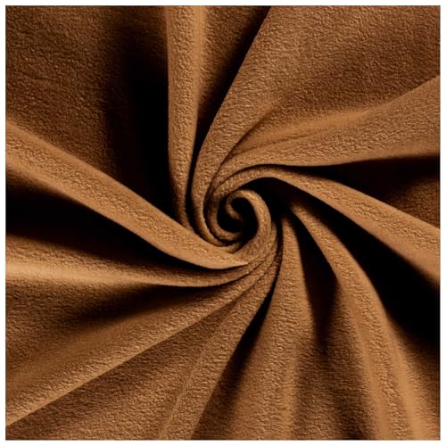 Fleecestoff Vliesstoff Fleece Stoff 50 Farben Zuschnitt ab 0,5m Meterware am Stück, Farbe:Nussbaum von maDDma