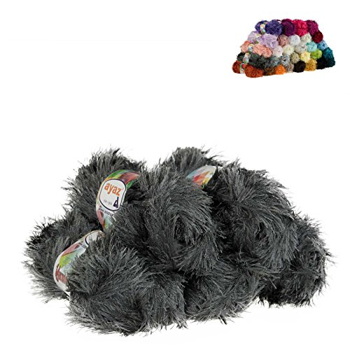 Fransen-Strickgarn Yumos 5 Knäuel je 150m/100g Strickgarn Wolle Strickwolle, Nadelstärke 4-5, Häkelnadel 3, Farbe:1193 dunkelgrau Fransen-Strickgarn Yumos 5 Knäuel je 150m/100g Strickgarn Wolle Strickwolle, Nadelstärke 4-5, Häkelnadel 3, Farbe:1193 dunkelgrau von maDDma