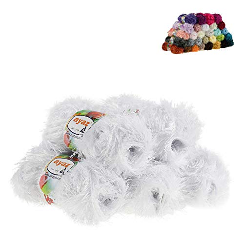 Fransen-Strickgarn Yumos 5 Knäuel je 150m/100g Strickgarn Wolle Strickwolle, Nadelstärke 4-5, Häkelnadel 3, Farbe:1208 weiß Fransen-Strickgarn Yumos 5 Knäuel je 150m/100g Strickgarn Wolle Strickwolle, Nadelstärke 4-5, Häkelnadel 3, Farbe:1208 weiß von maDDma