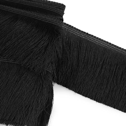 Fransenborte 90mm breit Borte Zuschnitt ab 1m Meterware Quastenborte Zierborte Farbwahl, Farbe:schwarz Fransenborte 90mm breit Borte Zuschnitt ab 1m Meterware Quastenborte Zierborte Farbwahl, Farbe:schwarz von maDDma