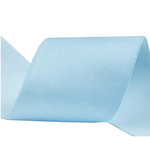 Glanz-Satin Gummiband 2m x 5cm Gummilitze 50mm f. Gürtel Kleider Blusen, Farbe:babyblau von maDDma