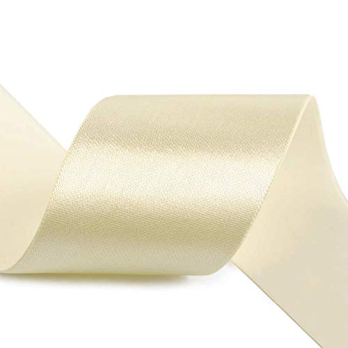 Glanz-Satin Gummiband 2m x 5cm Gummilitze 50mm f. Gürtel Kleider Blusen, Farbe:creme von maDDma