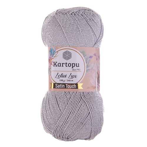 Glitzerwolle Kartopu Lotus Lux 100g Strickgarn Wolle mit Glitzer Oeko Tex Glitzergarn Sommer, Farbe:K941 hellgrau Glitzerwolle Kartopu Lotus Lux 100g Strickgarn Wolle mit Glitzer Oeko Tex Glitzergarn Sommer, Farbe:K941 hellgrau von maDDma