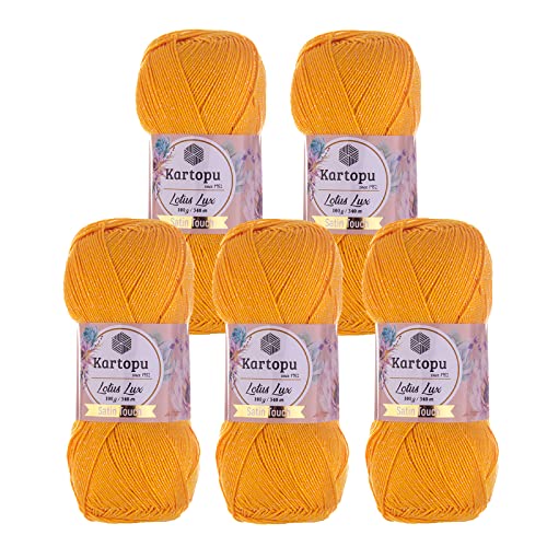 Glitzerwolle Kartopu Lotus Lux 5x100g Strickgarn Wolle mit Glitzer Oeko Tex Glitzergarn Sommer, Farbe:K318 sonnengelb Glitzerwolle Kartopu Lotus Lux 5x100g Strickgarn Wolle mit Glitzer Oeko Tex Glitzergarn Sommer, Farbe:K318 sonnengelb von maDDma