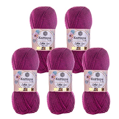 Glitzerwolle Kartopu Lotus Lux 5x100g Strickgarn Wolle mit Glitzer Oeko Tex Glitzergarn Sommer, Farbe:K747 violett Glitzerwolle Kartopu Lotus Lux 5x100g Strickgarn Wolle mit Glitzer Oeko Tex Glitzergarn Sommer, Farbe:K747 violett von maDDma
