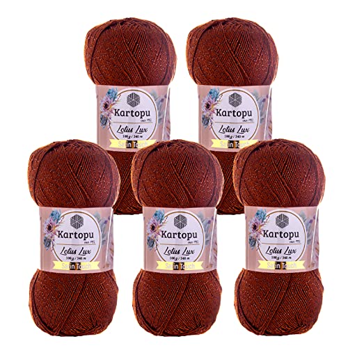 Glitzerwolle Kartopu Lotus Lux 5x100g Strickgarn Wolle mit Glitzer Oeko Tex Glitzergarn Sommer, Farbe:K834 rehbraun Glitzerwolle Kartopu Lotus Lux 5x100g Strickgarn Wolle mit Glitzer Oeko Tex Glitzergarn Sommer, Farbe:K834 rehbraun von maDDma