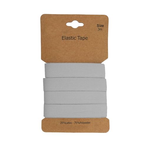 Gummiband 3m x 15mm Gummilitze Gummi elastisches Band Flachgummi Farbwahl, Farbe:hellgrau Gummiband 3m x 15mm Gummilitze Gummi elastisches Band Flachgummi Farbwahl, Farbe:hellgrau von maDDma