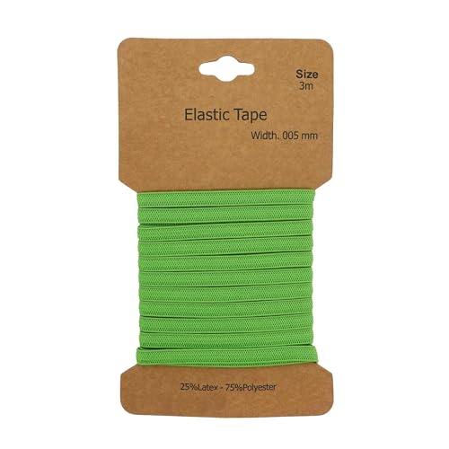 Gummiband 3m x 5mm Gummilitze Gummi elastisches Band Flachgummi Farbwahl, Farbe:apfelgrün von maDDma