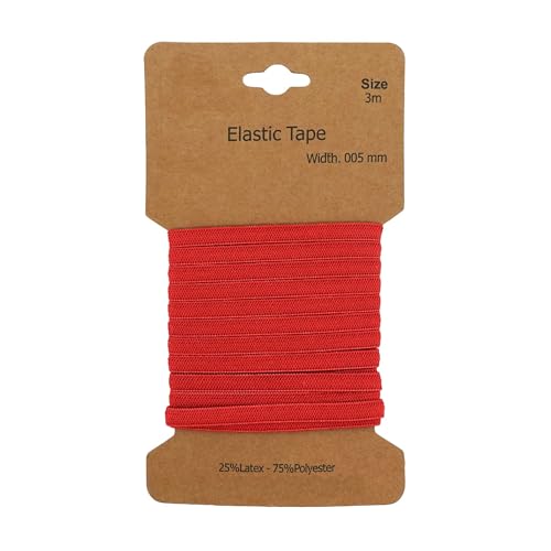 Gummiband 3m x 5mm Gummilitze Gummi elastisches Band Flachgummi Farbwahl, Farbe:rot Gummiband 3m x 5mm Gummilitze Gummi elastisches Band Flachgummi Farbwahl, Farbe:rot von maDDma
