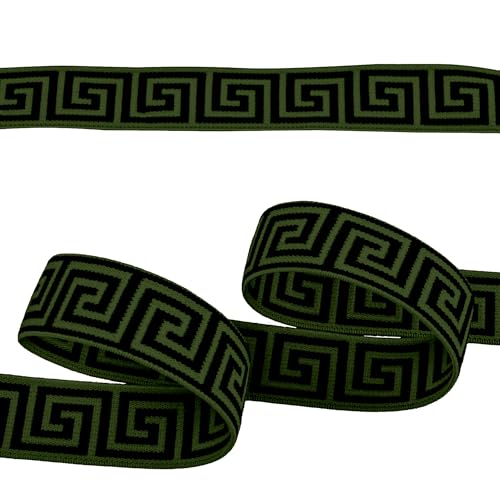 Gummiband mit griechischen Muster ab 1m x 25mm beidseitig Gummilitze flach Stretch Elastisch, Farbe:armeegrün Gummiband mit griechischen Muster ab 1m x 25mm beidseitig Gummilitze flach Stretch Elastisch, Farbe:armeegrün von maDDma