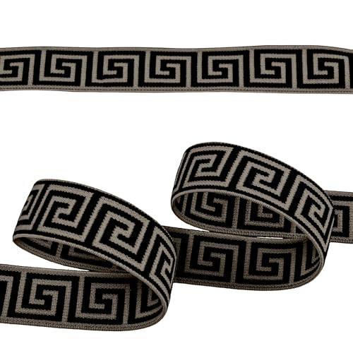 Gummiband mit griechischen Muster ab 1m x 25mm beidseitig Gummilitze flach Stretch Elastisch, Farbe:beige Gummiband mit griechischen Muster ab 1m x 25mm beidseitig Gummilitze flach Stretch Elastisch, Farbe:beige von maDDma