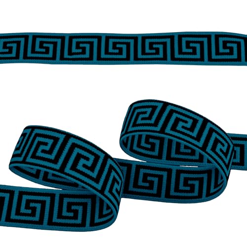 Gummiband mit griechischen Muster ab 1m x 25mm beidseitig Gummilitze flach Stretch Elastisch, Farbe:petrol Gummiband mit griechischen Muster ab 1m x 25mm beidseitig Gummilitze flach Stretch Elastisch, Farbe:petrol von maDDma