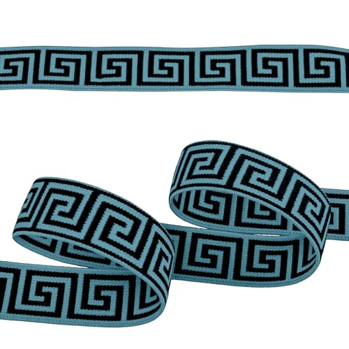 Gummiband mit griechischen Muster ab 1m x 25mm beidseitig Gummilitze flach Stretch Elastisch, Farbe:taubenblau Gummiband mit griechischen Muster ab 1m x 25mm beidseitig Gummilitze flach Stretch Elastisch, Farbe:taubenblau von maDDma