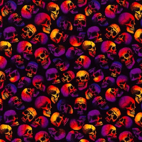 Jersey Halloween-Stoff Foliendruck-Motive ab 1m Polyester Meterware Motivwahl, Motiv:Totenkopf von maDDma