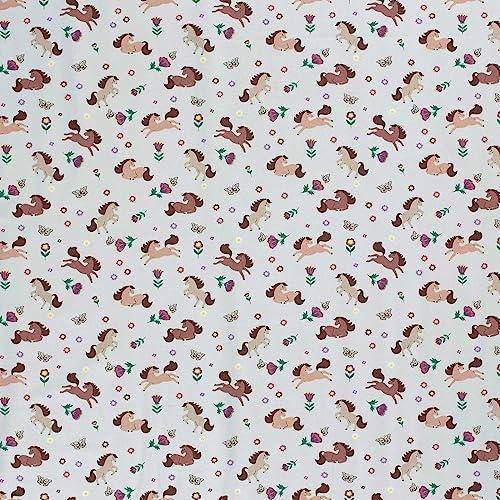 Jersey Kinderstoff Pferdchen Kindermotiv ab 0,5x1,5m Baumwoll-Stoff Jerseystoff Oeko-Tex, Farbe:hellgrau von maDDma