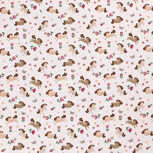 Jersey Kinderstoff Pferdchen Kindermotiv ab 0,5x1,5m Baumwoll-Stoff Jerseystoff Oeko-Tex, Farbe:rosa von maDDma