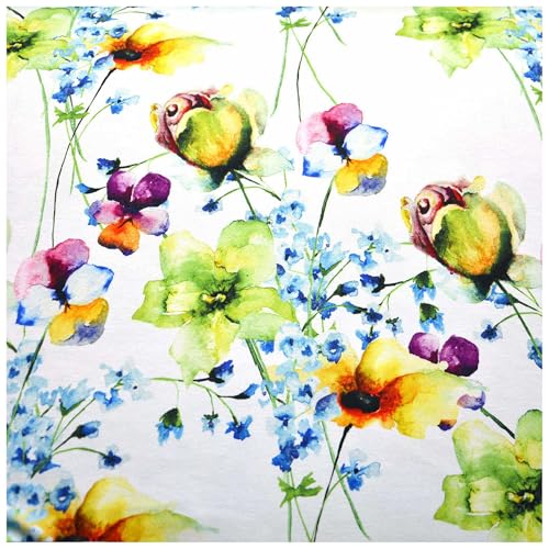 Jersey Sommerblumen ab 1m Viskose Sommerstoff Meterware Digitaldruck Jerseystoff, Motiv:Motiv 5 von maDDma