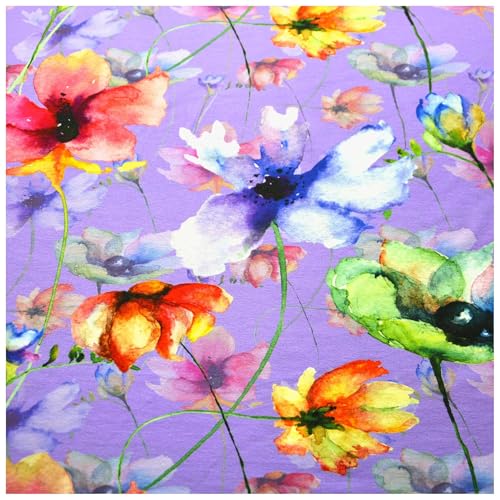 Jersey Sommerblumen ab 1m Viskose Sommerstoff Meterware Digitaldruck Jerseystoff, Motiv:Motiv 6 von maDDma