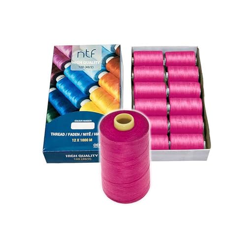 Nähgarn Polyester 12 Spulen 40/2 120er je 1000m Allesnäher Sortiment Farbwahl, Farbe:A564 pink Nähgarn Polyester 12 Spulen 40/2 120er je 1000m Allesnäher Sortiment Farbwahl, Farbe:A564 pink von maDDma