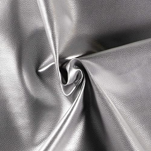 Oekoleder Kunstleder Zuschnitt ab 50x140cm Lederimitat 450g/m² 23 Farben, Farbe:silber von maDDma