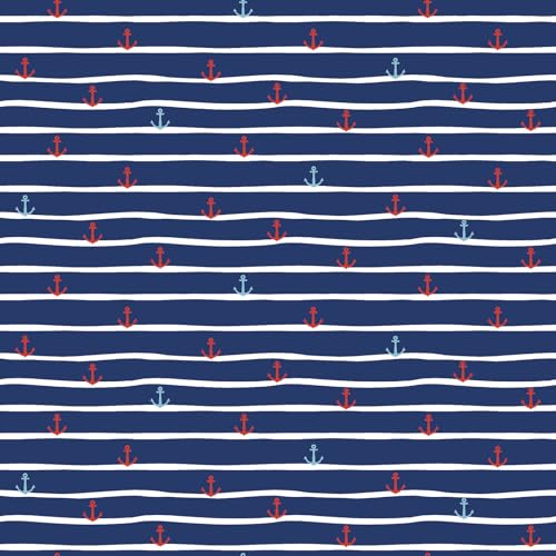 Organic Jersey Jerseystoff ab 0,5x1,5m Biojersey-Stoff Motivwahl Oeko-Tex, Motiv:Anker | blau von maDDma