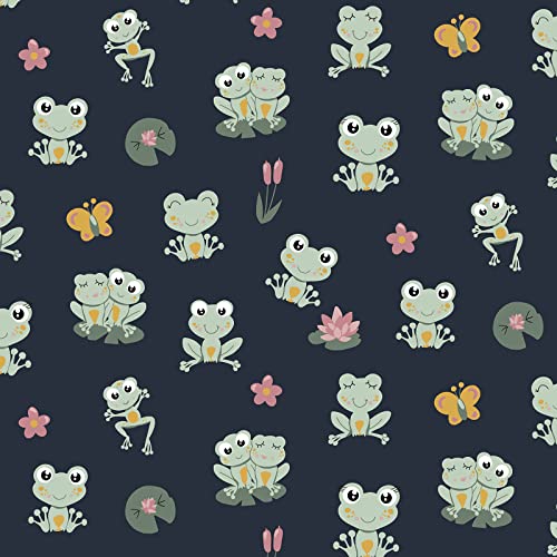 Organic Jersey Jerseystoff ab 0,5x1,5m Biojersey-Stoff Motivwahl Oeko-Tex, Motiv:Frosch | marineblau Organic Jersey Jerseystoff ab 0,5x1,5m Biojersey-Stoff Motivwahl Oeko-Tex, Motiv:Frosch | marineblau von maDDma