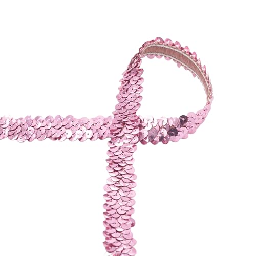 Paillettenband elastisch ab 1m Paillettenborte 30mm Meterware Pailletten 9 Farben, Farbe:rosa Paillettenband elastisch ab 1m Paillettenborte 30mm Meterware Pailletten 9 Farben, Farbe:rosa von maDDma