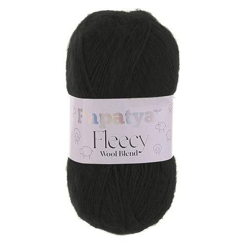 Papatya Fleecy Kuschelgarn 100g 20% Wolle veredelt Oeko-Tex Häkelgarn Strickgarn Farbwahl, Farbe:schwarz von maDDma