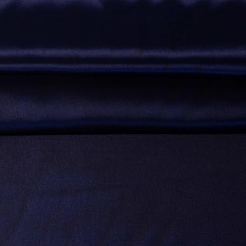Polyester-Satin Satin ab 1m x 1,5m Polyesterstoff 140 g/m² Kostümstoff Modestoff Farbwahl, Farbe:19-3925 dunkelblau von maDDma