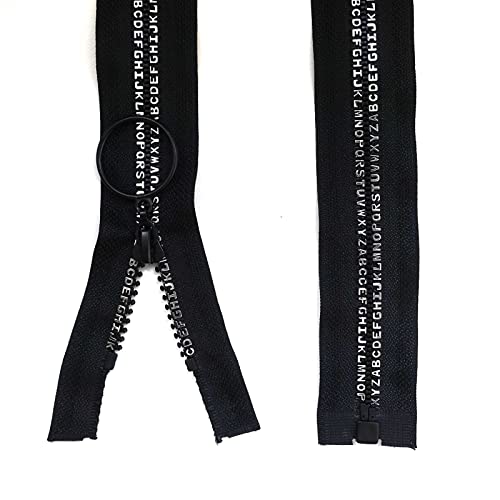 Reißverschluss Buchstaben-Schiene 5mm 16-80cm Jacken Softshells Sportbekleidung, Größe:65cm, Farbe:332 schwarz silber teilbar von maDDma