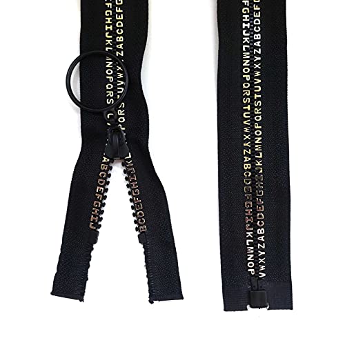 Reißverschluss Buchstaben-Schiene 5mm 16-80cm Jacken Softshells Sportbekleidung, Größe:75cm, Farbe:332 schwarz gold teilbar von maDDma