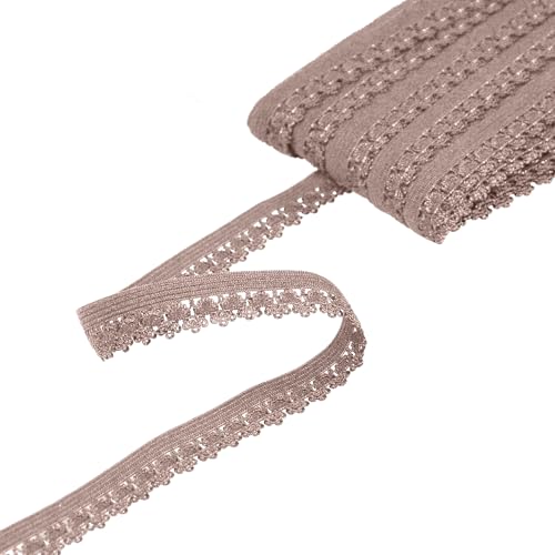 Rüschengummi Spitzenband elastisch 18m x 25mm Gummilitze Gummiband Spitze Farbwahl, Farbe:altrosa von maDDma